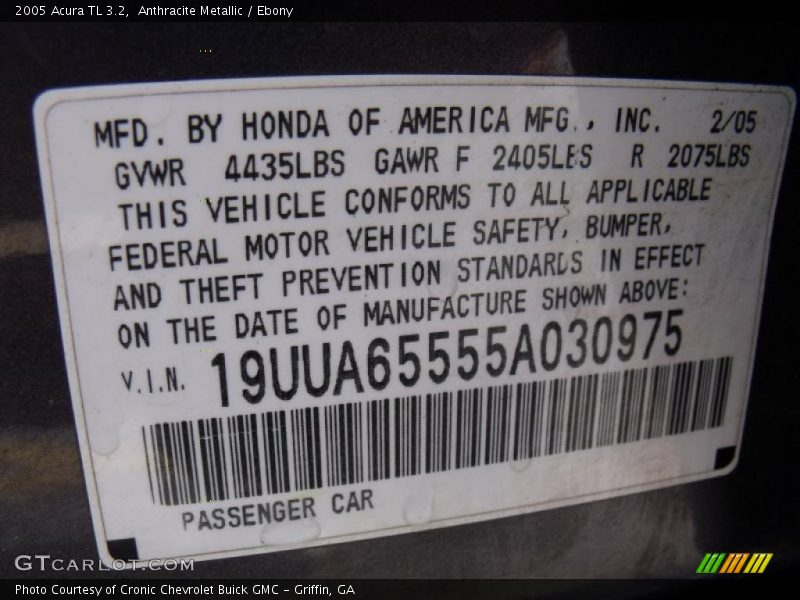 Anthracite Metallic / Ebony 2005 Acura TL 3.2