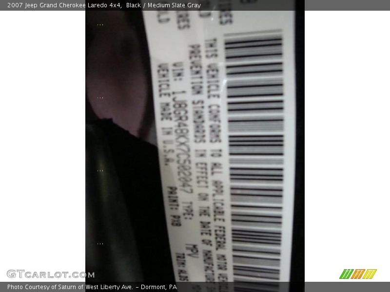 Black / Medium Slate Gray 2007 Jeep Grand Cherokee Laredo 4x4