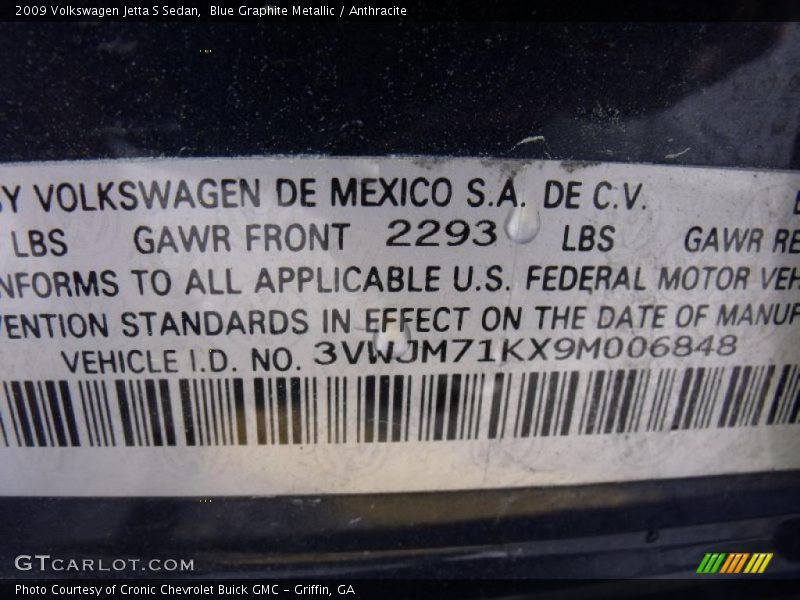 Blue Graphite Metallic / Anthracite 2009 Volkswagen Jetta S Sedan