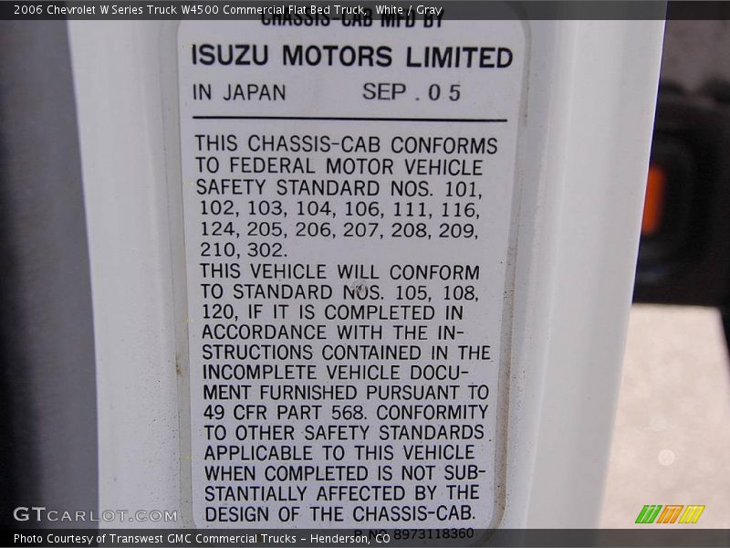 White / Gray 2006 Chevrolet W Series Truck W4500 Commercial Flat Bed Truck