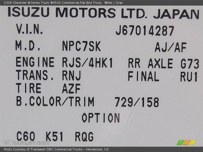 White / Gray 2006 Chevrolet W Series Truck W4500 Commercial Flat Bed Truck