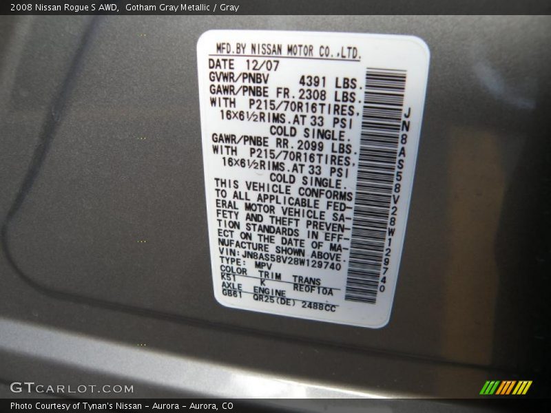 Gotham Gray Metallic / Gray 2008 Nissan Rogue S AWD