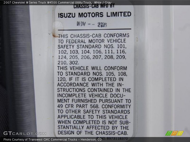 White / Gray 2007 Chevrolet W Series Truck W4500 Commercial Utility Truck