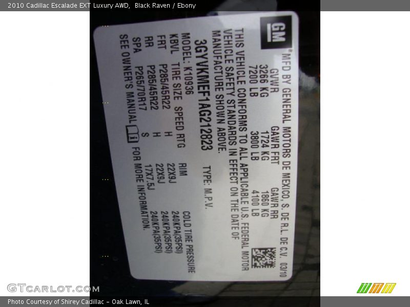 Black Raven / Ebony 2010 Cadillac Escalade EXT Luxury AWD