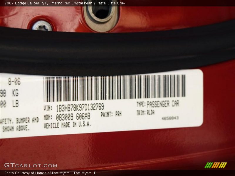 Inferno Red Crystal Pearl / Pastel Slate Gray 2007 Dodge Caliber R/T