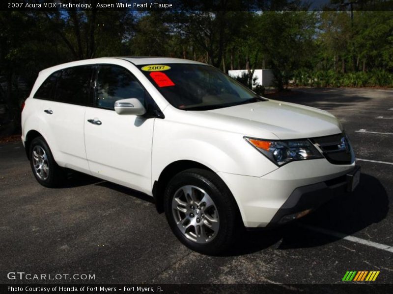Aspen White Pearl / Taupe 2007 Acura MDX Technology