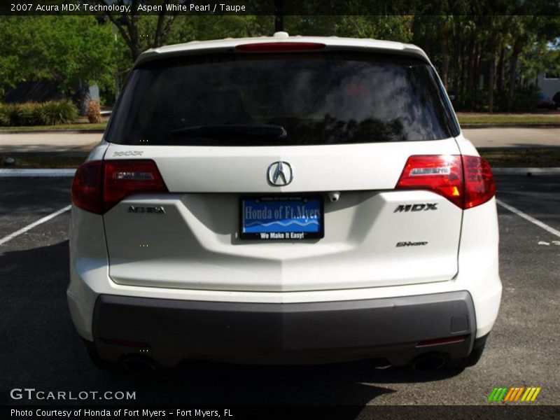 Aspen White Pearl / Taupe 2007 Acura MDX Technology