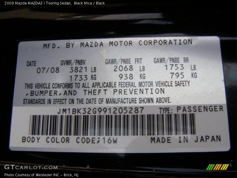 Black Mica / Black 2009 Mazda MAZDA3 i Touring Sedan