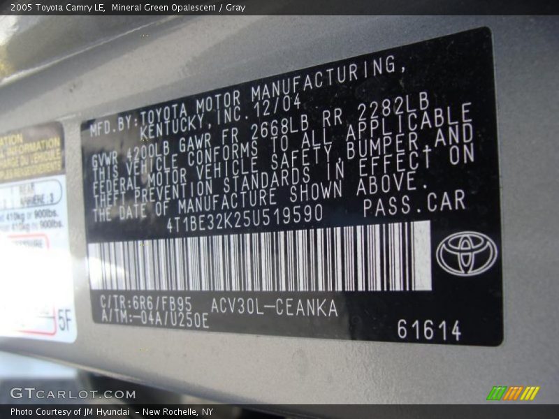Mineral Green Opalescent / Gray 2005 Toyota Camry LE