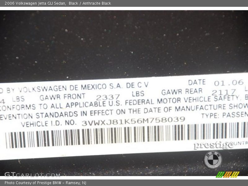 Black / Anthracite Black 2006 Volkswagen Jetta GLI Sedan