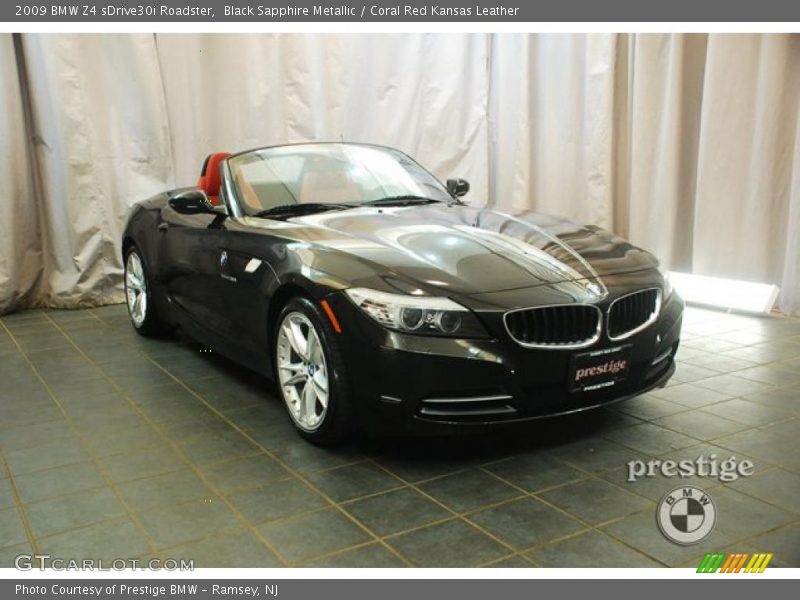 Black Sapphire Metallic / Coral Red Kansas Leather 2009 BMW Z4 sDrive30i Roadster