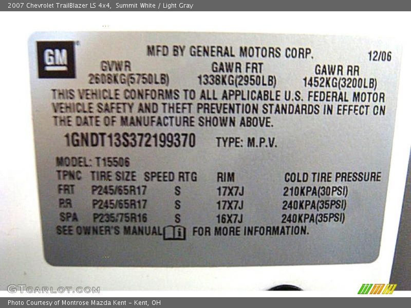 Summit White / Light Gray 2007 Chevrolet TrailBlazer LS 4x4
