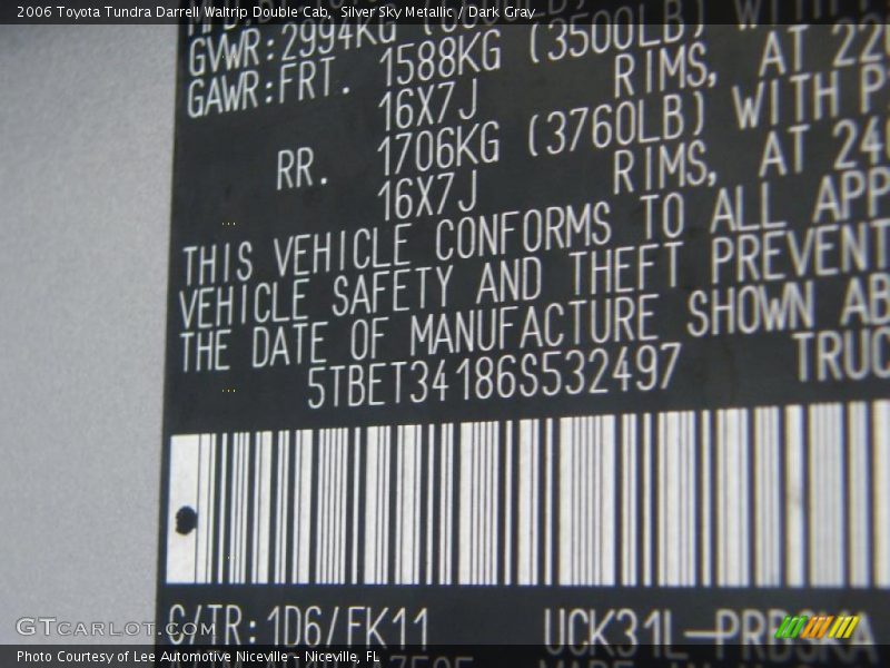 Silver Sky Metallic / Dark Gray 2006 Toyota Tundra Darrell Waltrip Double Cab