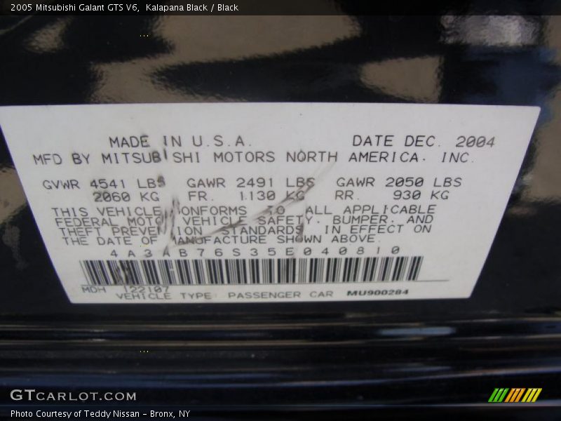 Kalapana Black / Black 2005 Mitsubishi Galant GTS V6