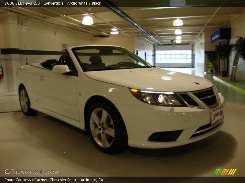 Arctic White / Black 2008 Saab 9-3 2.0T Convertible