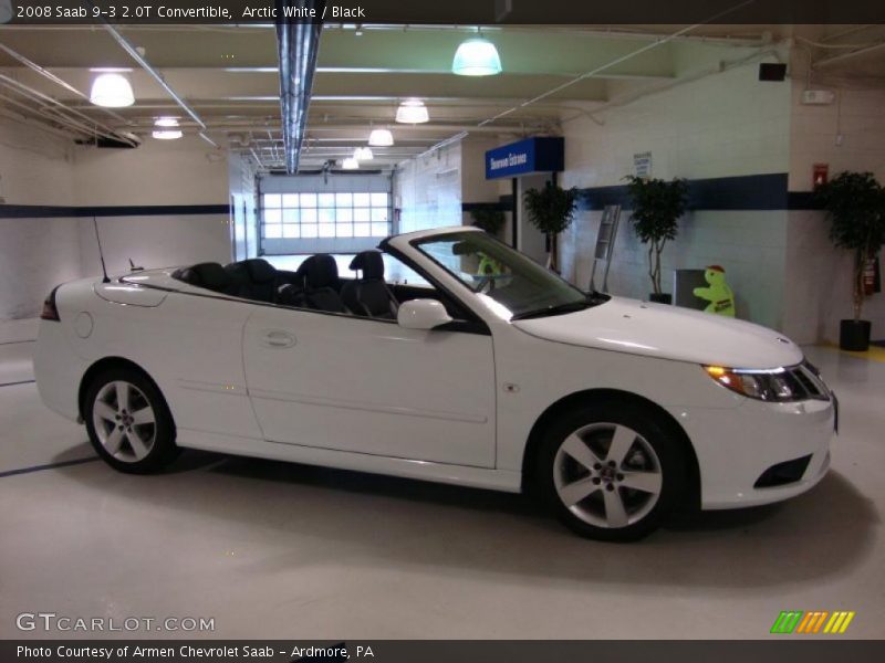 Arctic White / Black 2008 Saab 9-3 2.0T Convertible