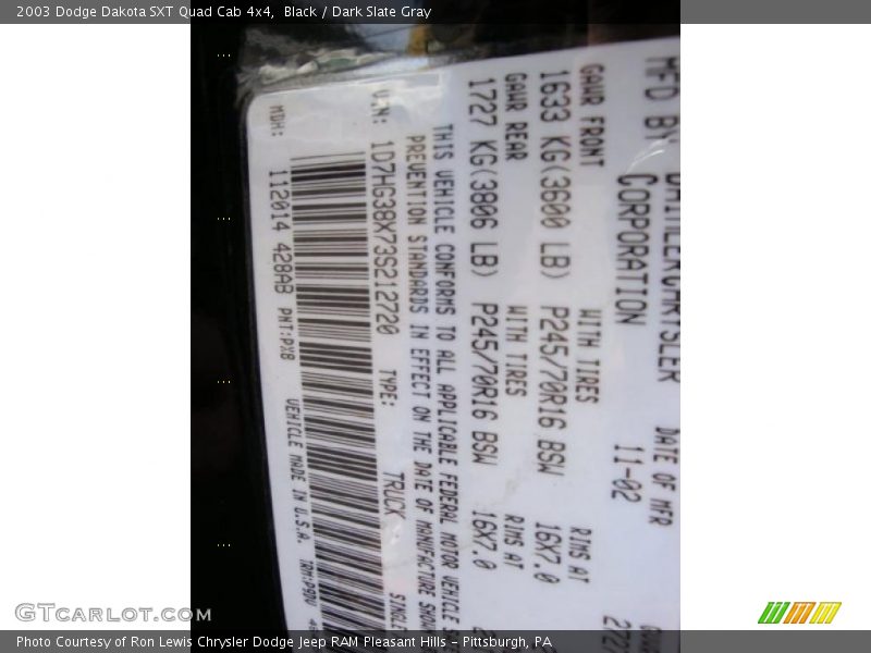 Black / Dark Slate Gray 2003 Dodge Dakota SXT Quad Cab 4x4