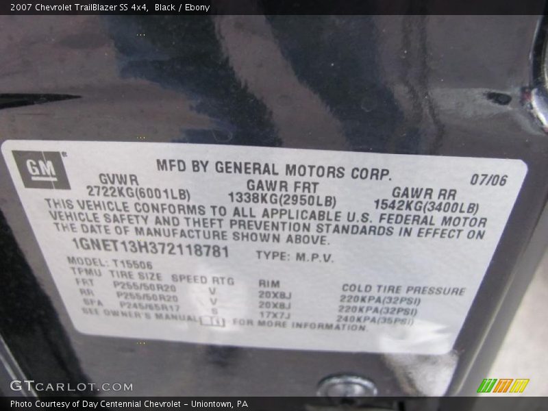 Black / Ebony 2007 Chevrolet TrailBlazer SS 4x4