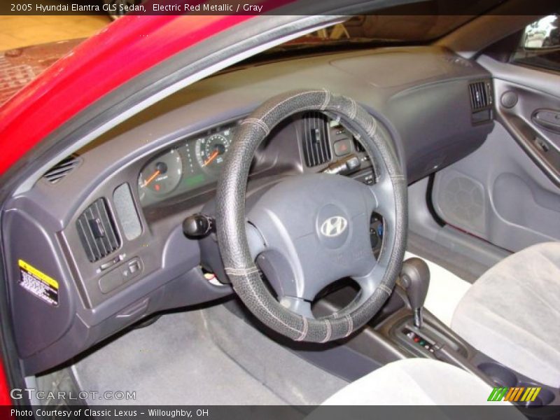 Electric Red Metallic / Gray 2005 Hyundai Elantra GLS Sedan