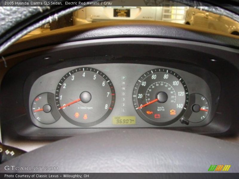 Electric Red Metallic / Gray 2005 Hyundai Elantra GLS Sedan