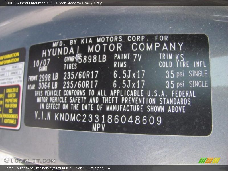 Green Meadow Gray / Gray 2008 Hyundai Entourage GLS