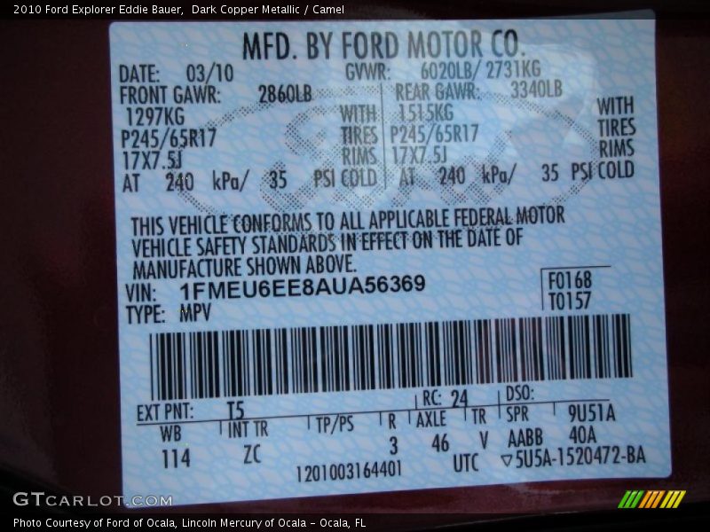 Dark Copper Metallic / Camel 2010 Ford Explorer Eddie Bauer