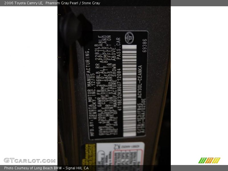Phantom Gray Pearl / Stone Gray 2006 Toyota Camry LE