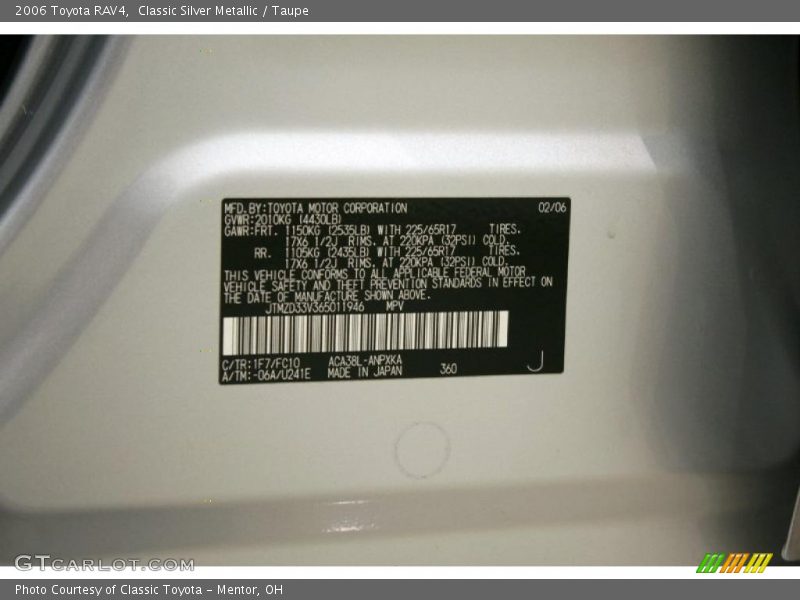 Classic Silver Metallic / Taupe 2006 Toyota RAV4