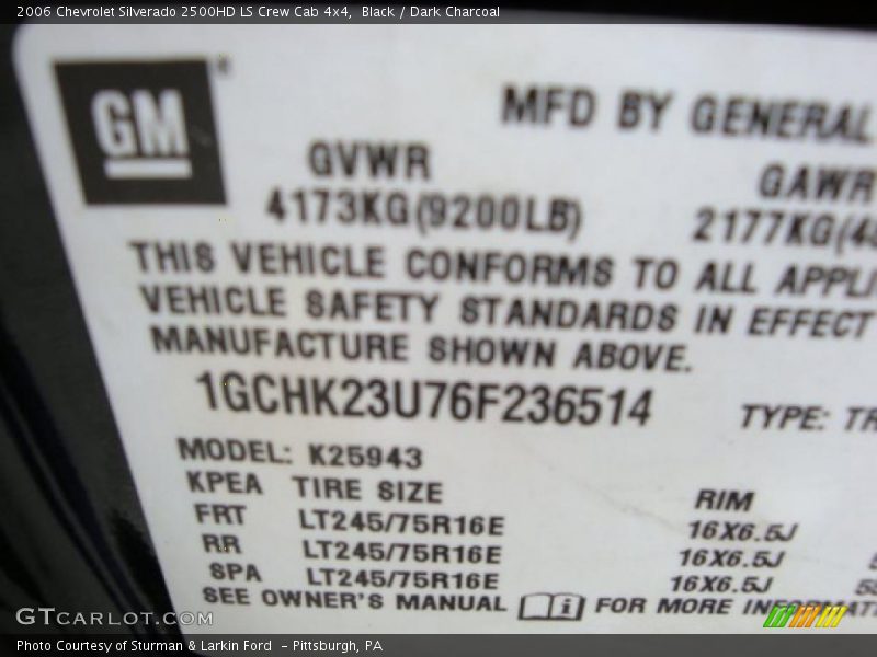 Black / Dark Charcoal 2006 Chevrolet Silverado 2500HD LS Crew Cab 4x4