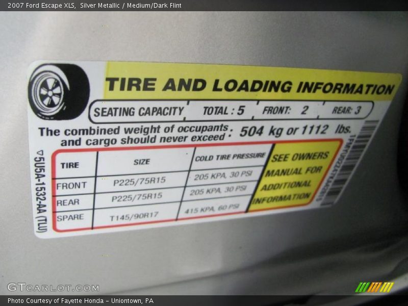 Silver Metallic / Medium/Dark Flint 2007 Ford Escape XLS