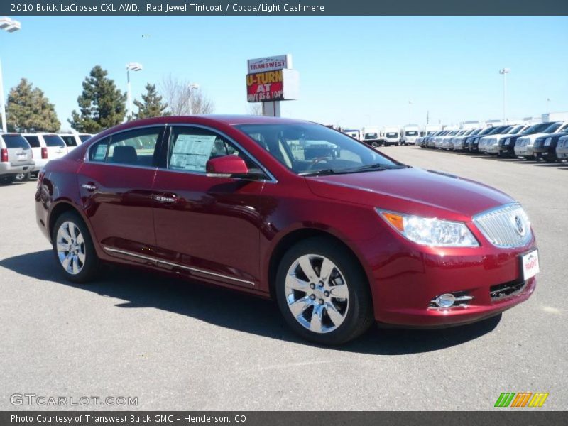 Red Jewel Tintcoat / Cocoa/Light Cashmere 2010 Buick LaCrosse CXL AWD