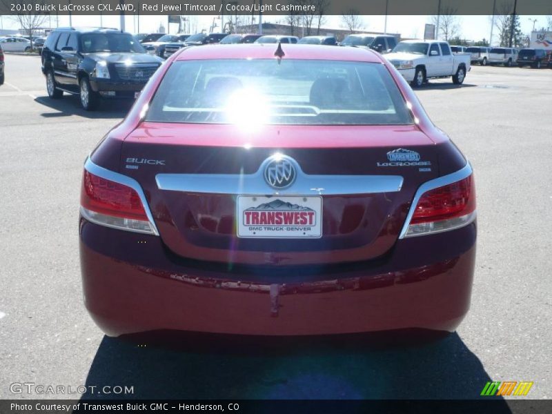 Red Jewel Tintcoat / Cocoa/Light Cashmere 2010 Buick LaCrosse CXL AWD