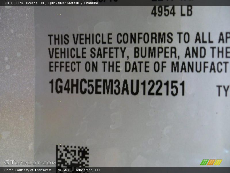 Quicksilver Metallic / Titanium 2010 Buick Lucerne CXL