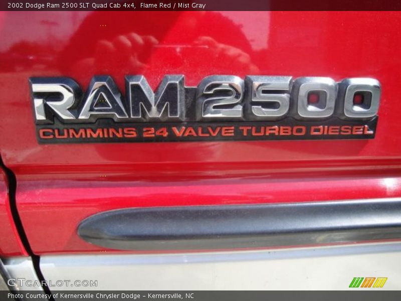 Flame Red / Mist Gray 2002 Dodge Ram 2500 SLT Quad Cab 4x4