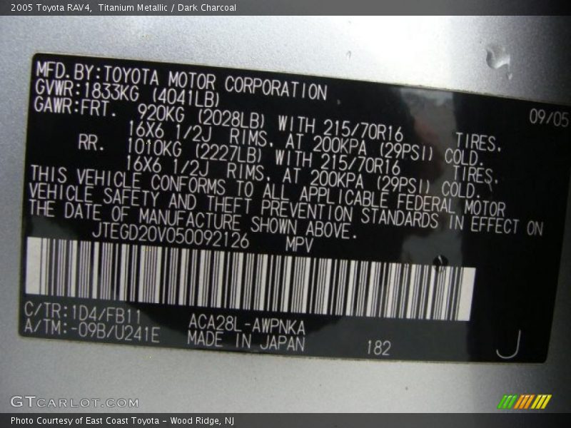 Titanium Metallic / Dark Charcoal 2005 Toyota RAV4