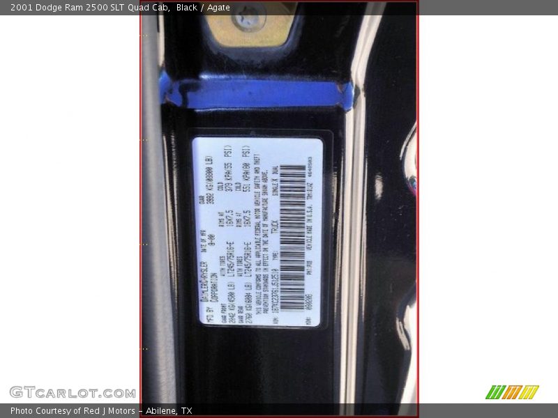 Black / Agate 2001 Dodge Ram 2500 SLT Quad Cab