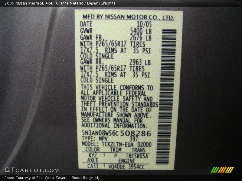 Granite Metallic / Desert/Graphite 2006 Nissan Xterra SE 4x4