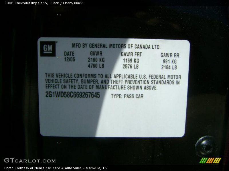 Black / Ebony Black 2006 Chevrolet Impala SS
