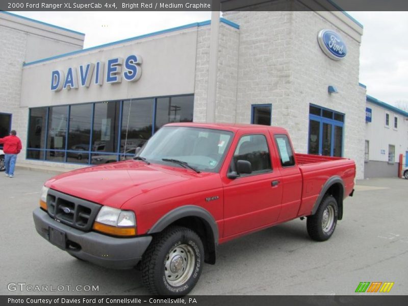 Bright Red / Medium Graphite 2000 Ford Ranger XL SuperCab 4x4