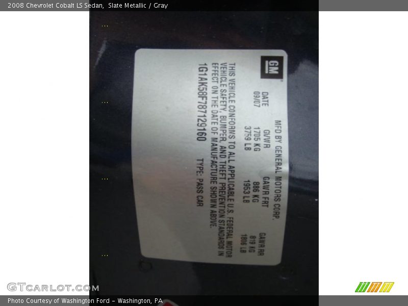 Slate Metallic / Gray 2008 Chevrolet Cobalt LS Sedan