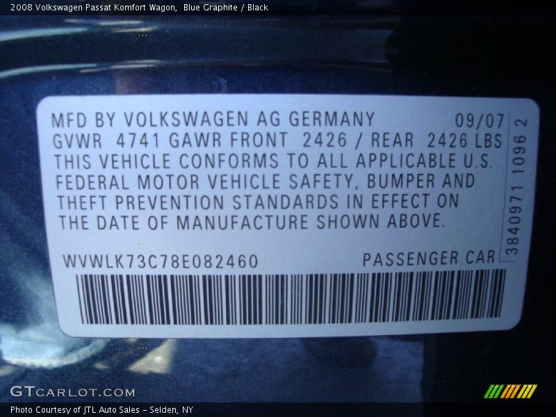 Blue Graphite / Black 2008 Volkswagen Passat Komfort Wagon