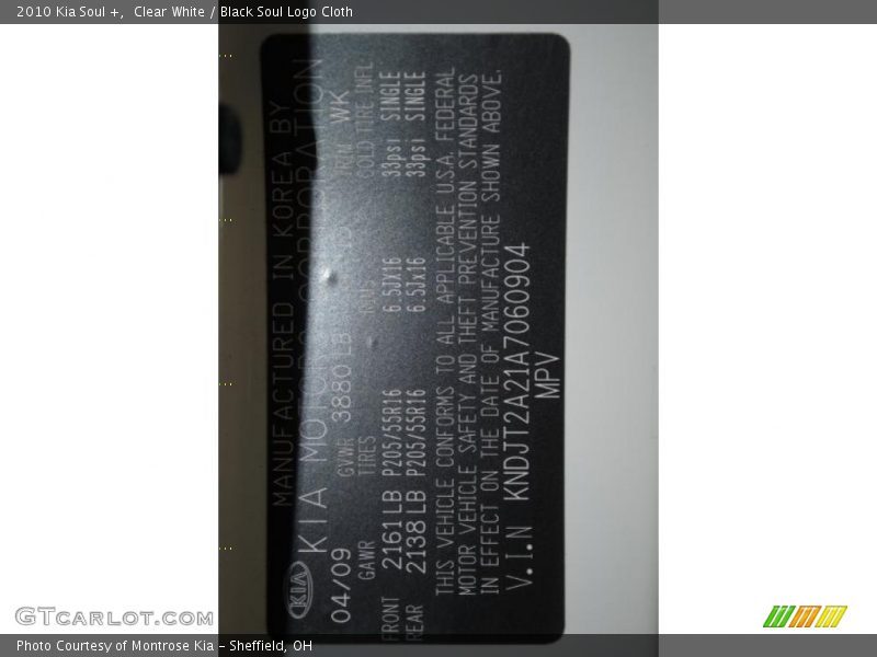 Clear White / Black Soul Logo Cloth 2010 Kia Soul +
