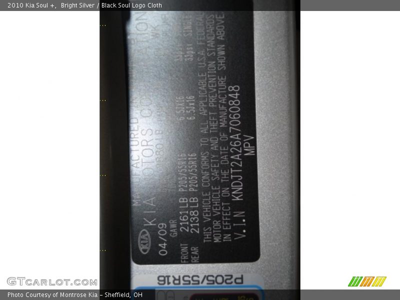 Bright Silver / Black Soul Logo Cloth 2010 Kia Soul +