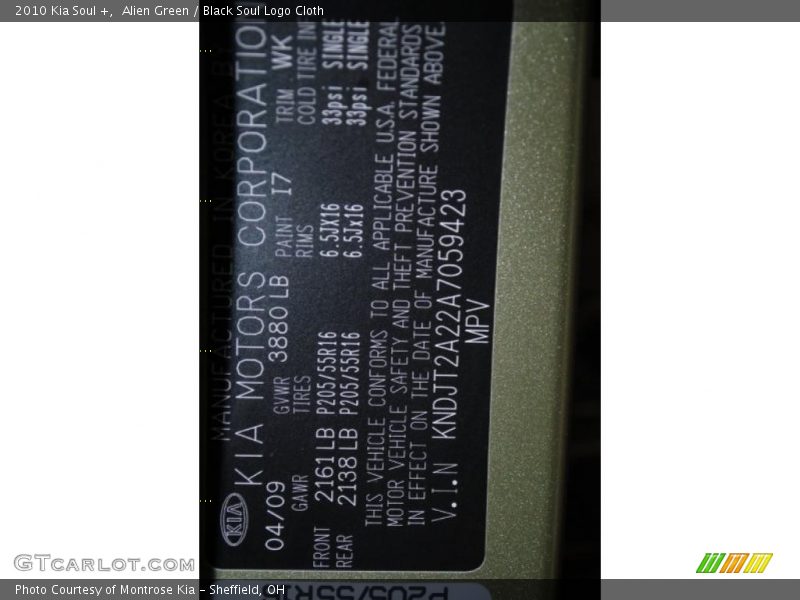 Alien Green / Black Soul Logo Cloth 2010 Kia Soul +