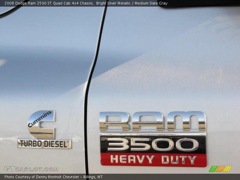Bright Silver Metallic / Medium Slate Gray 2008 Dodge Ram 3500 ST Quad Cab 4x4 Chassis
