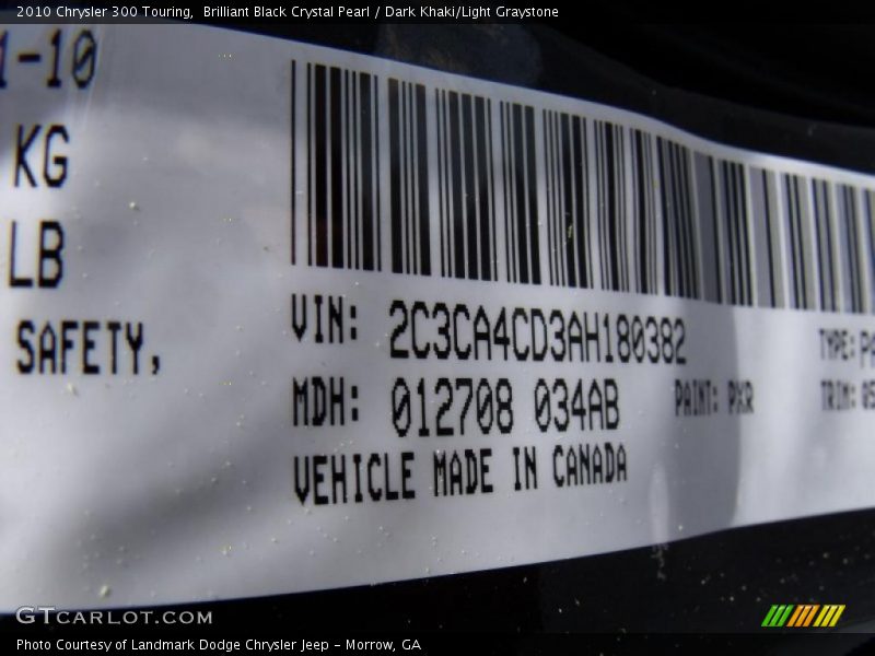 Brilliant Black Crystal Pearl / Dark Khaki/Light Graystone 2010 Chrysler 300 Touring