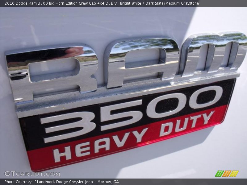 Bright White / Dark Slate/Medium Graystone 2010 Dodge Ram 3500 Big Horn Edition Crew Cab 4x4 Dually