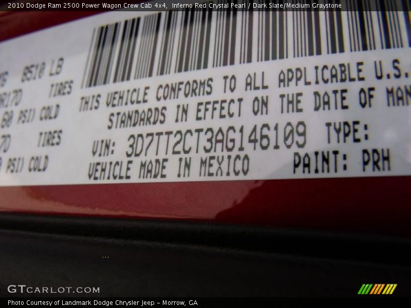 2010 Ram 2500 Power Wagon Crew Cab 4x4 Inferno Red Crystal Pearl Color Code PRH