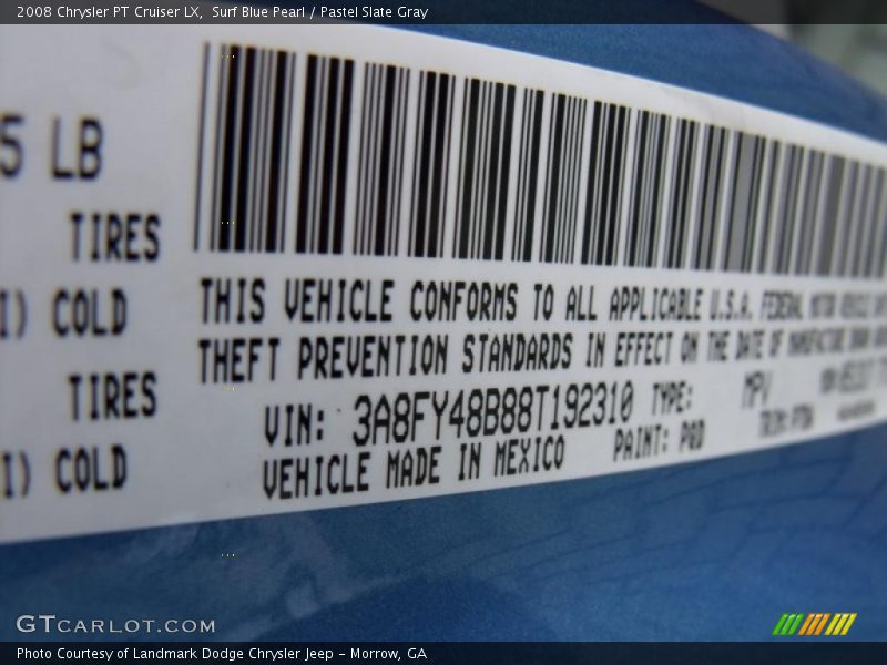 Surf Blue Pearl / Pastel Slate Gray 2008 Chrysler PT Cruiser LX