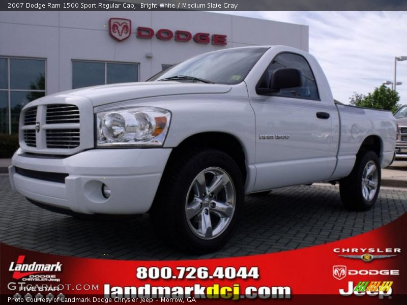 Bright White / Medium Slate Gray 2007 Dodge Ram 1500 Sport Regular Cab